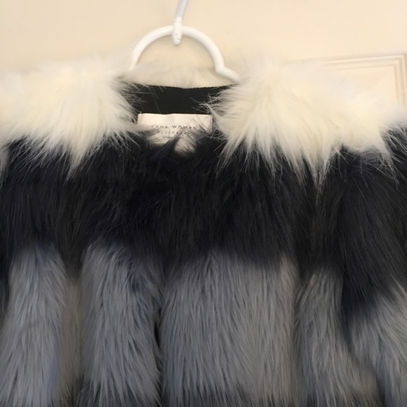 Zara Jackets & Blazers - Faux fur blue/white jacket.. new never worn